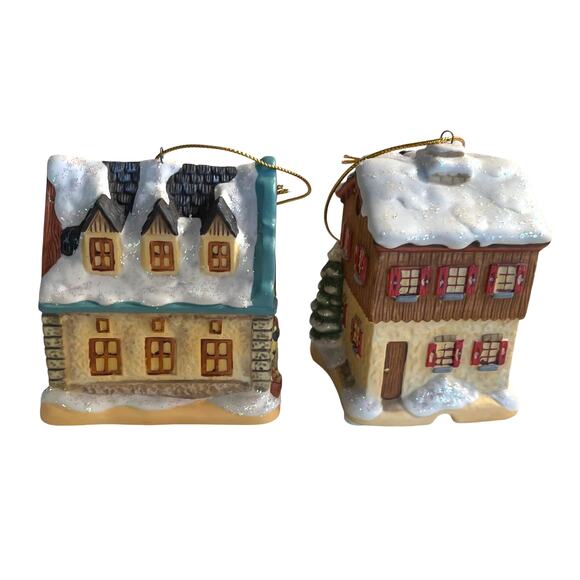 Vintage M.I. Hummel Bavarian Village Christmas Ornaments Set of 2 "Clock Shoppe" - Picture 3 of 7